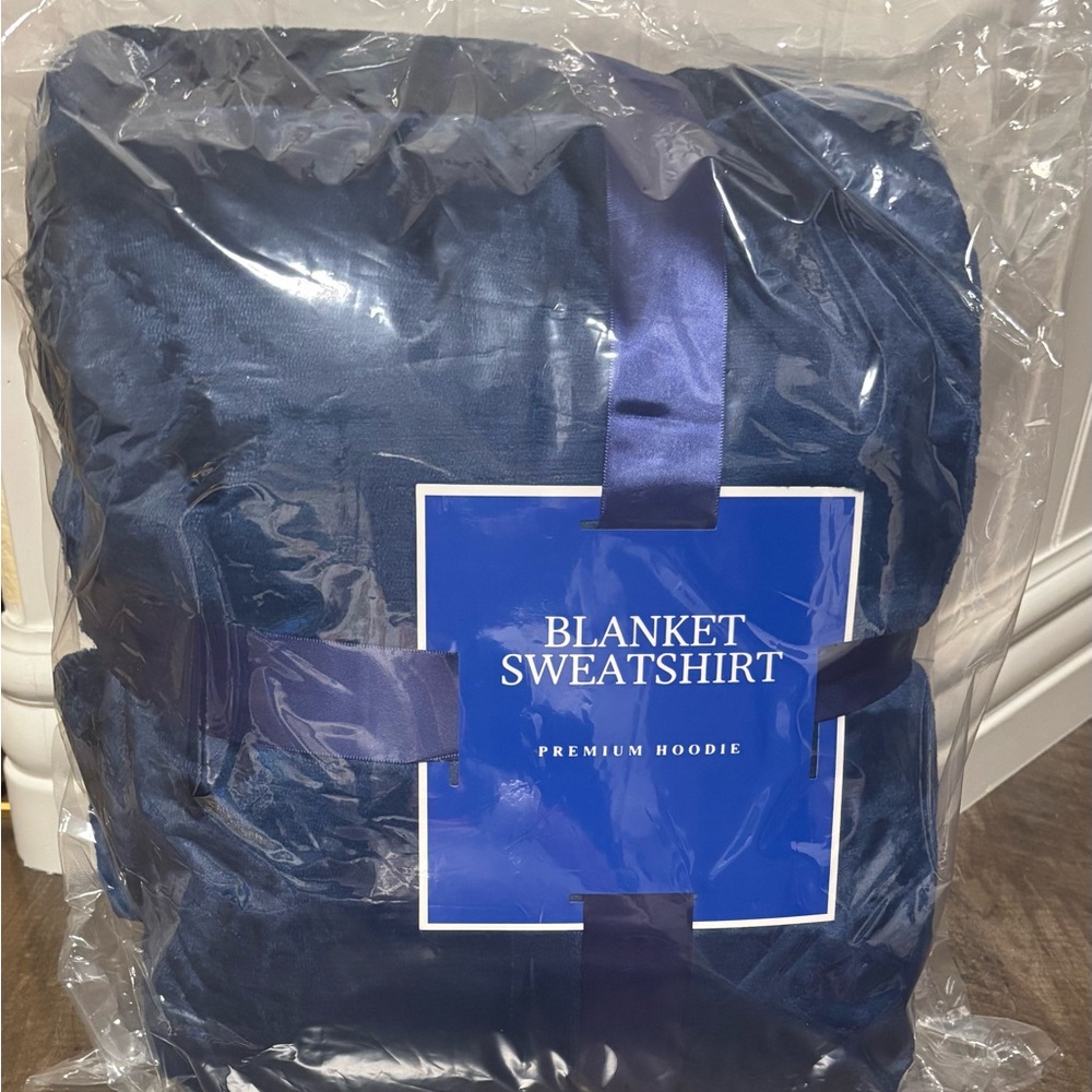 Premium Hoodie Blanket Sweatshirt - Navy Blue
